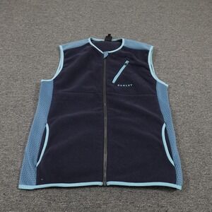 Oakley Vest Mens Small Navy Blue Fleece Custom Fit Full Zip Pocket Perforated